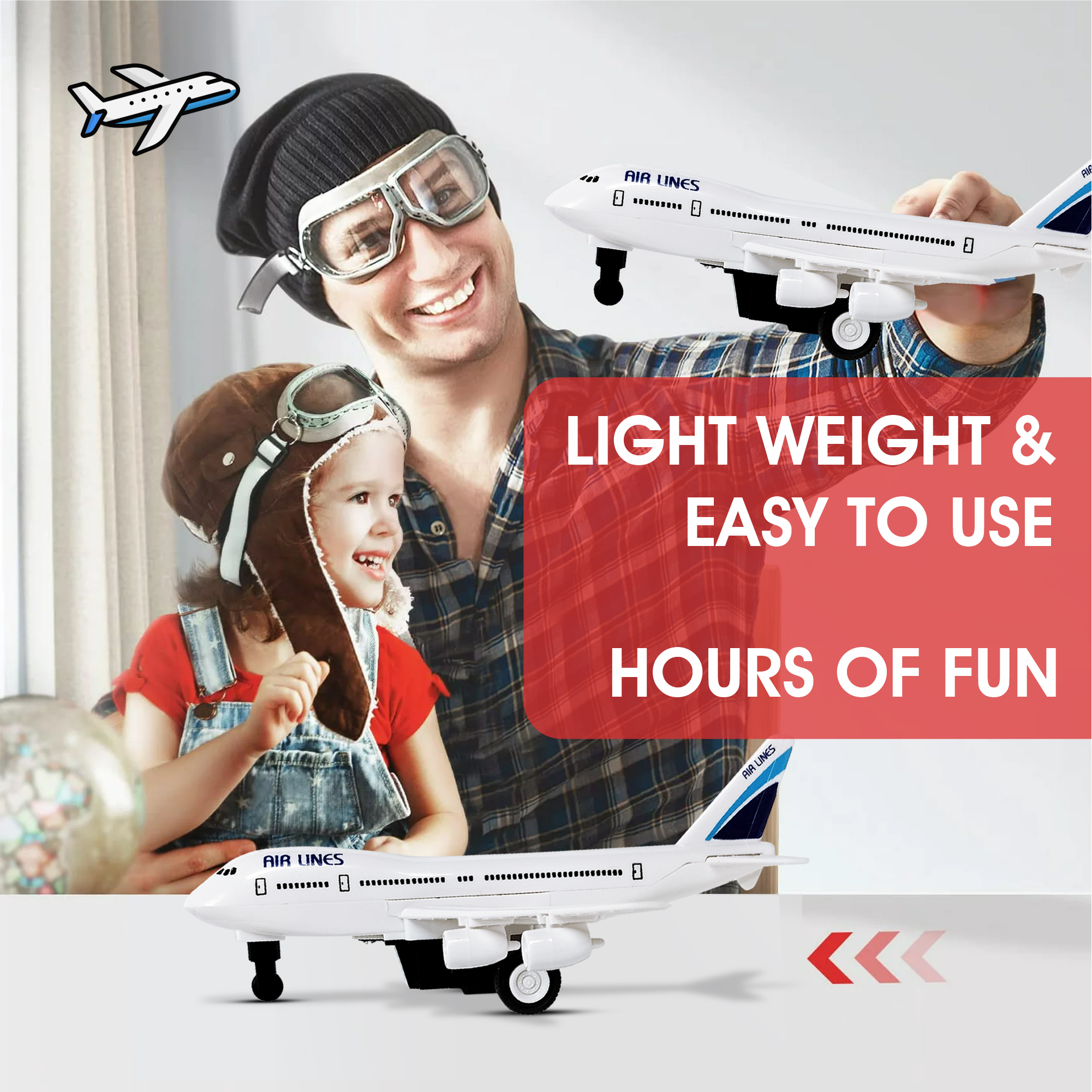 Plastic Plane, Friction Powered Aeroplane, Unbreakable Big Size Airbus, Pull Along, Pull Back, Push and Go Crawling Toys for Boys and Girls