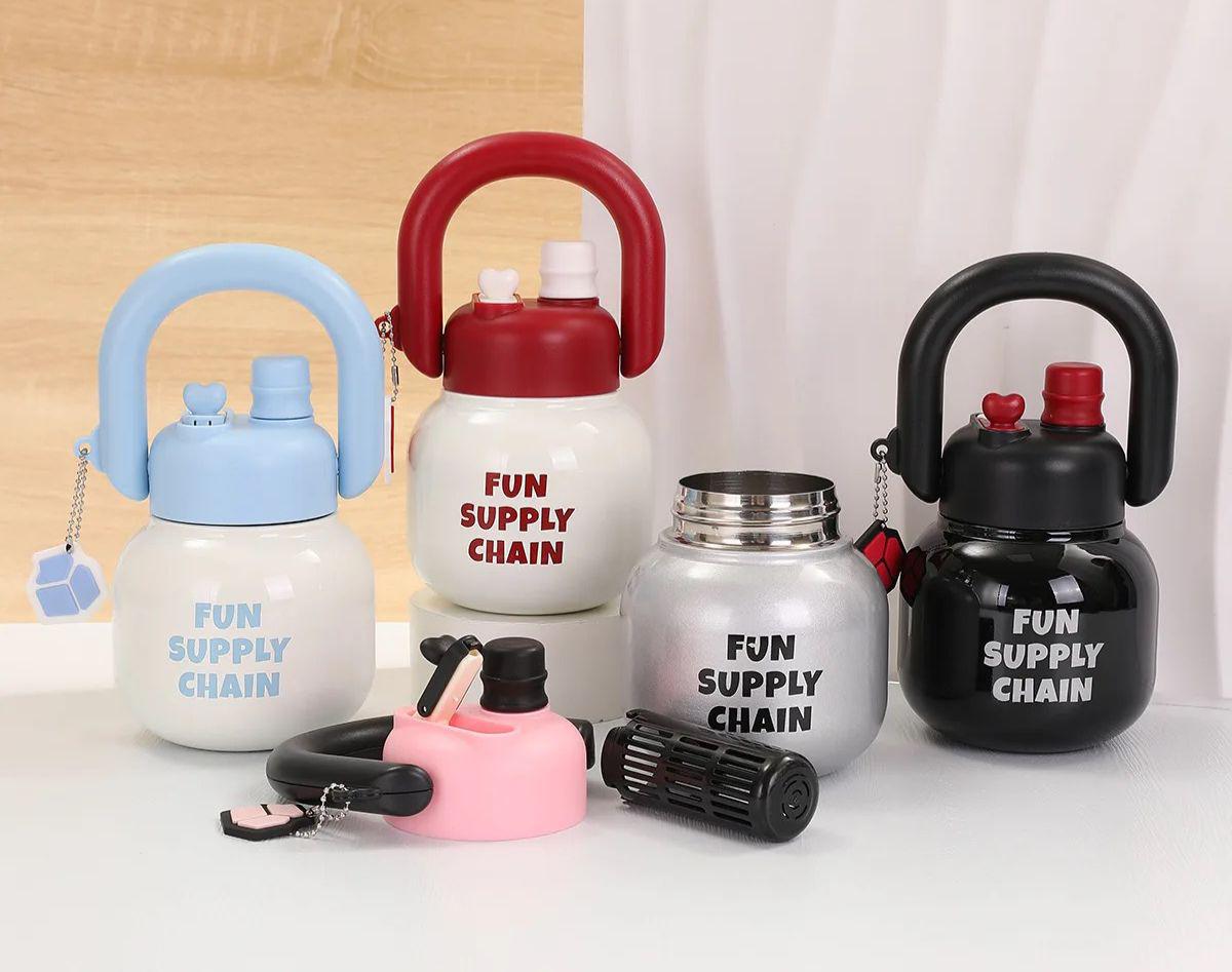 Super Cute Tumbler Bottle 680ml Dual Mouth Insulated Steel Leak-Proof Double Valve