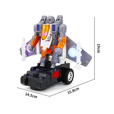 Robot 2 in 1 Transforming Aircraft Toy with 3D Light & Sound, Robot Toy for Kids, Robot Aircraft Deformation Toy