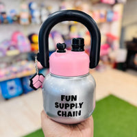 Super Cute Tumbler Bottle 680ml Dual Mouth Insulated Steel Leak-Proof Double Valve
