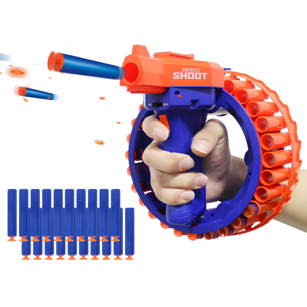 Electric Automatic Soft Foam Bullet Blaster Gun Toy | Rechargeable 28 Burst EVA Soft Bullet Wrist Blasting Bracelet Auto Soft Bullet Gun, Target Shooting Battle Fight Game for Kids