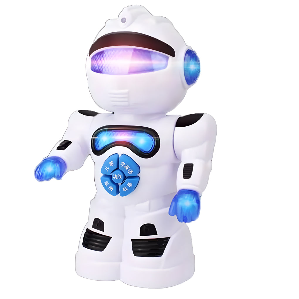 Learning Naughty Dancing Robot Toy for Kids, with Vehicle, Lights & 3D Flashing Music | Intelligent Educational Machine | Battery Operated 360 Degree Smart Robo for Up to 3-4 Years