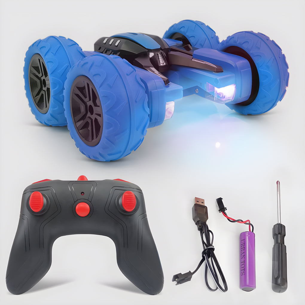 360° Car Double Sided Rotating RC Stunt Car, Remote Control Car Toy with in-Built Rechargeable Battery, USB Cable, Screw Driver & Light for Kids