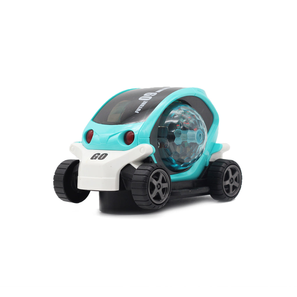 09 Future Stunt Car Toy with Music & 4D Vibrant Light Effects,360° Rotating Bump & Go Action Car Toy for Kids