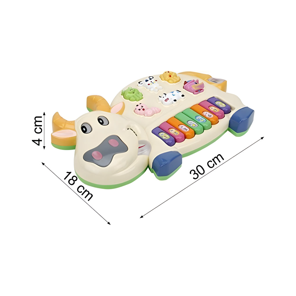 Musical Piano for Kids with Flashing Lights - Cow Piano Toys with 3 Modes Animal Sounds, Musical Toys for 3+ Years Old Kids, Early Development Musical Toy