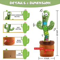 Cactus Talking Toy for Kids Dancing Cactus Toys Can Sing Wriggle & Singing Recording Repeat What You Say Funny Education Toys Playing Home Decor Items for Kids
