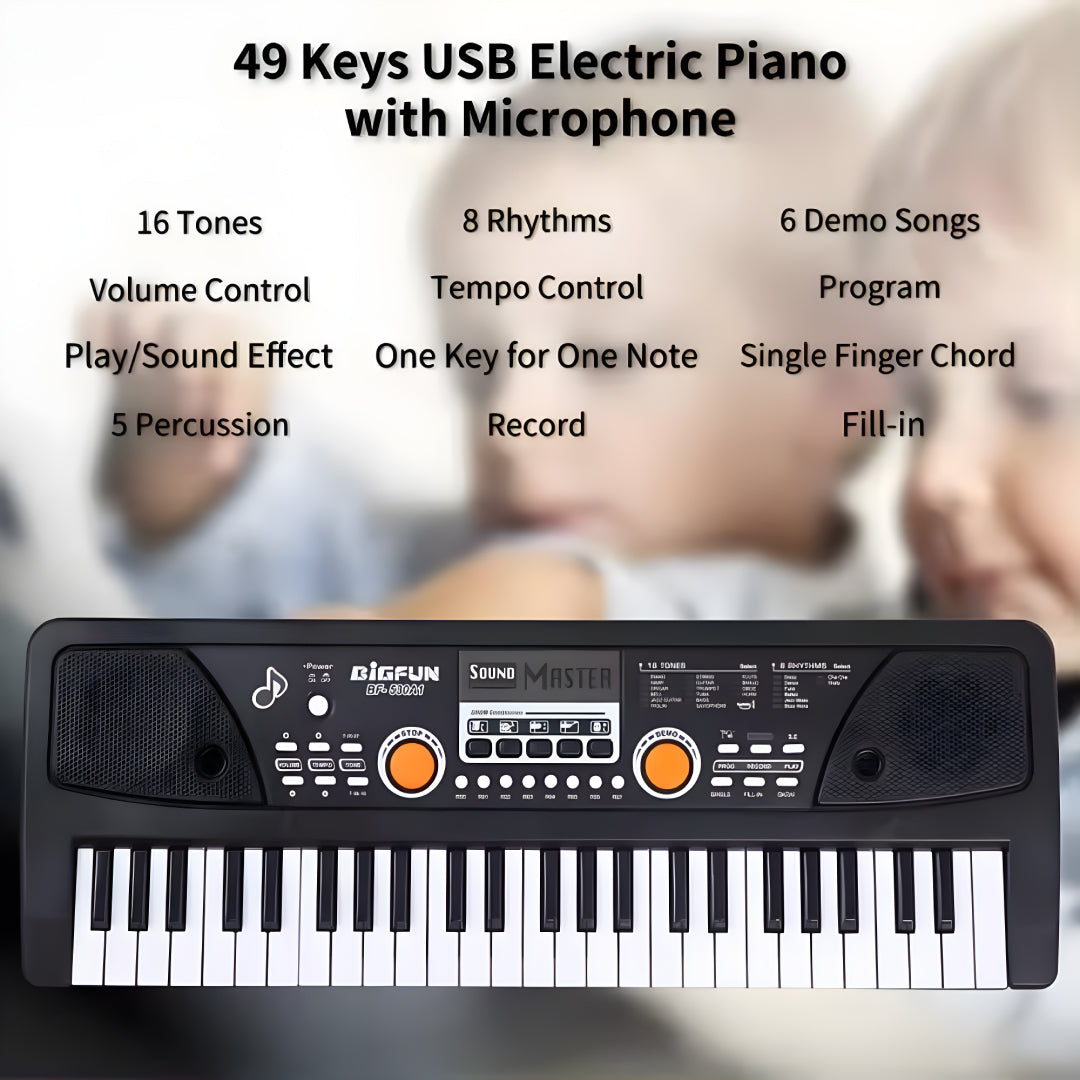 Piano Keyboard Recording Microphone with wire, Electronics Piano Keyboard Multi-Function Portable Piano Keyboard Musical Toy