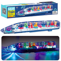 360° Rotation Transparent Gear Bullet Train for Kids, Colorful 3D Light and Musical Sound with Numeric Digit 1 to 9 Train Toy for Both Boy & Girls
