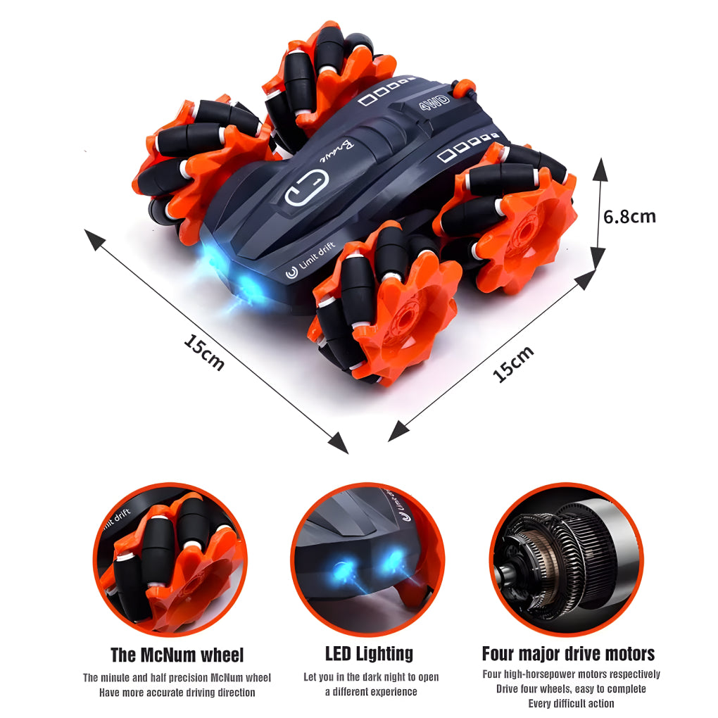 Remote Control Car 2.4Ghz Drift Stunt Car High Speed Climbing Double Sided 360 Degree Rotating Led Headlight Stunt Car 4Wd Rock Crawler Drift Cars Toy For Kids