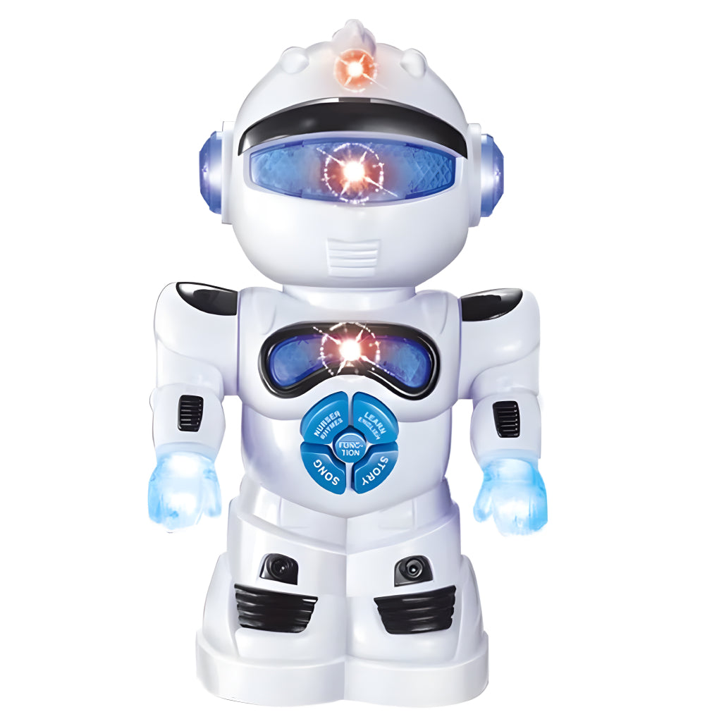 Learning Naughty Dancing Robot Toy for Kids, with Vehicle, Lights & 3D Flashing Music | Intelligent Educational Machine | Battery Operated 360 Degree Smart Robo for Up to 3-4 Years