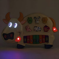 Musical Piano for Kids with Flashing Lights - Cow Piano Toys with 3 Modes Animal Sounds, Musical Toys for 3+ Years Old Kids, Early Development Musical Toy
