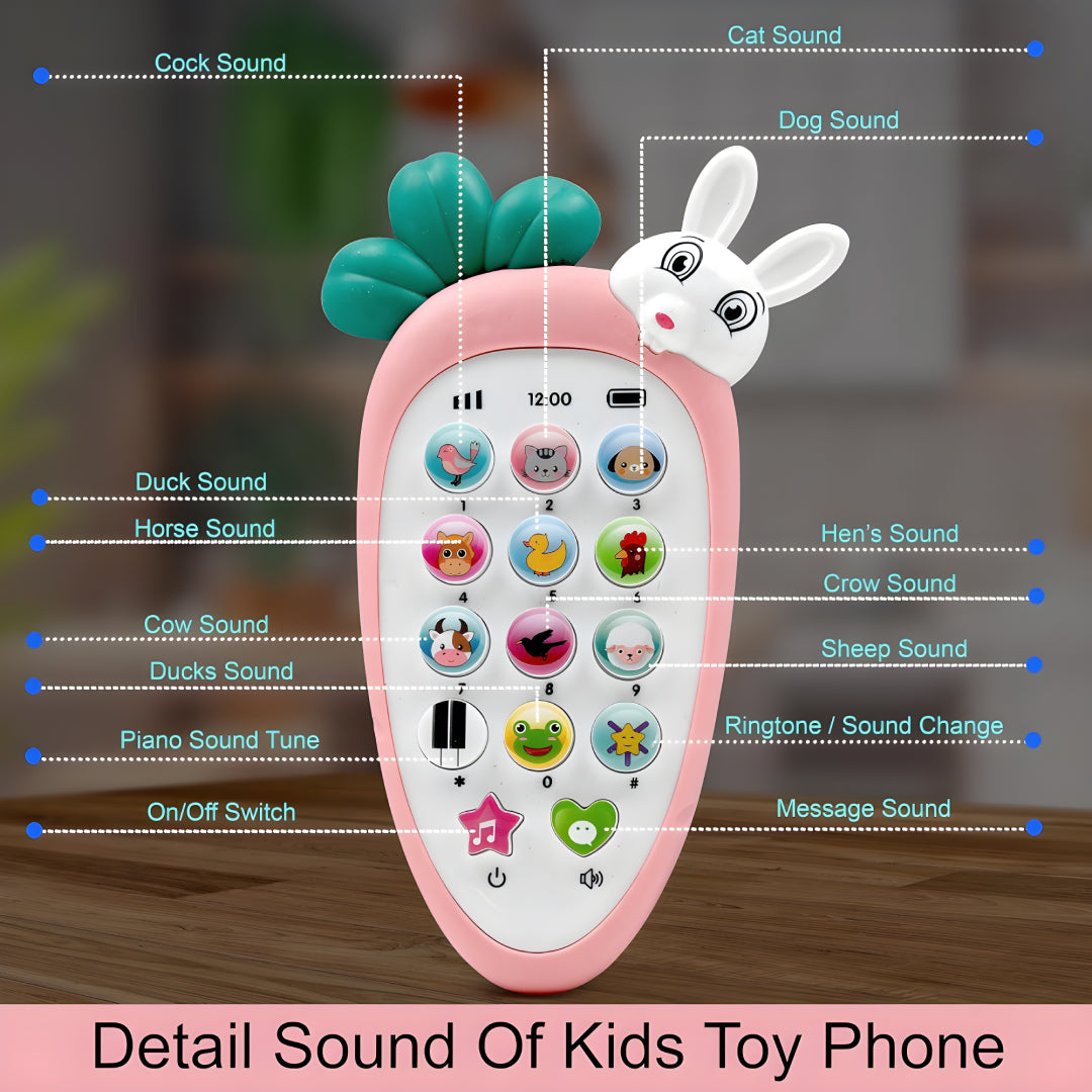 Mobile Phone Toys for Kids Smart Phone Cordless Feature Rabbit Mobile Musical Sound Toys with Smart Light Battery Operated Birthday Gifts for Kids Girls Boys