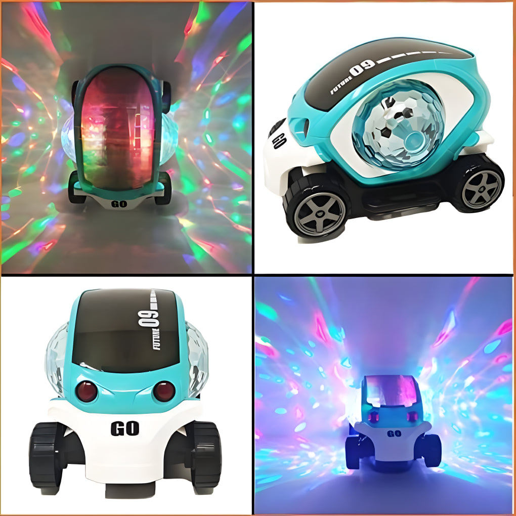 09 Future Stunt Car Toy with Music & 4D Vibrant Light Effects,360° Rotating Bump & Go Action Car Toy for Kids