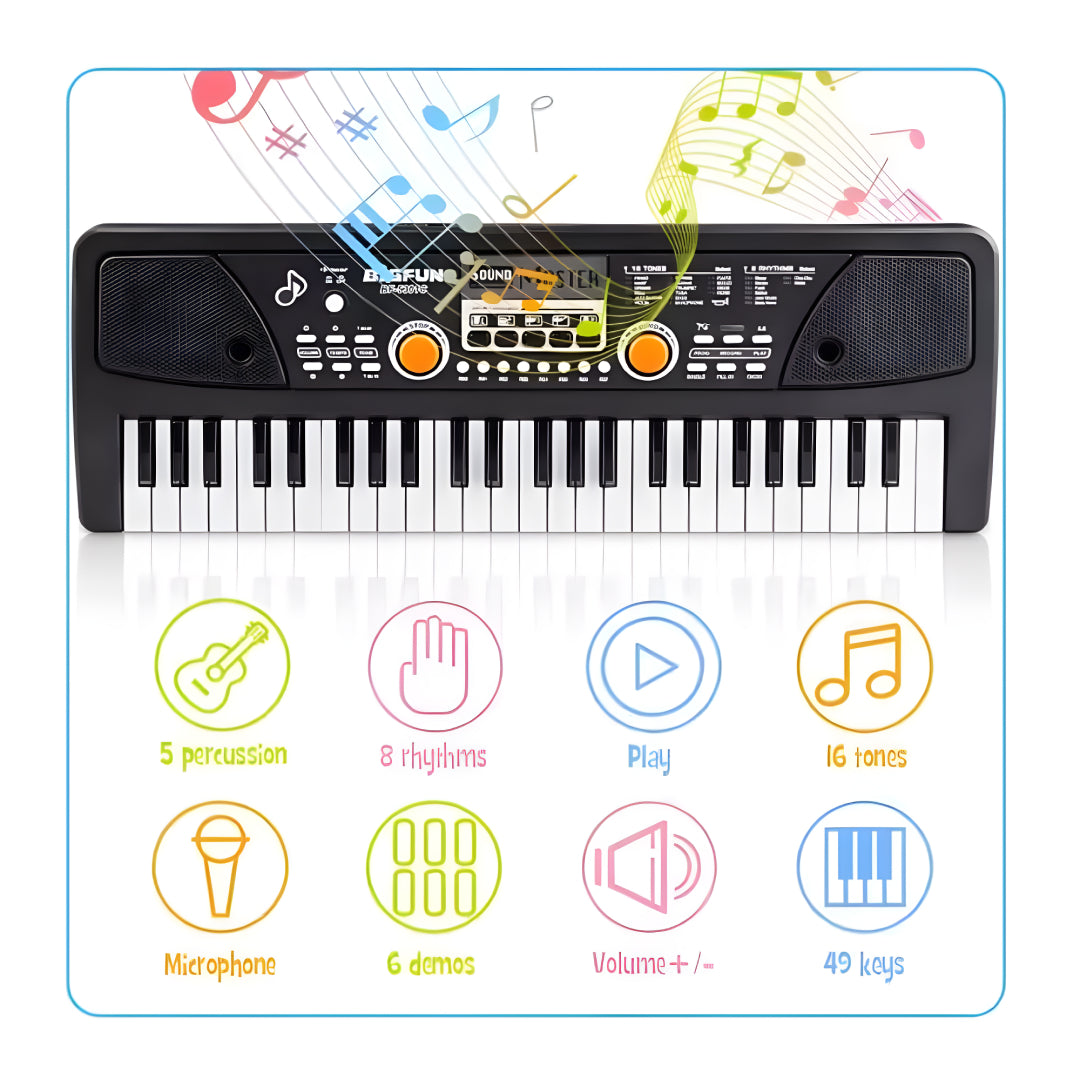 Piano Keyboard Recording Microphone with wire, Electronics Piano Keyboard Multi-Function Portable Piano Keyboard Musical Toy