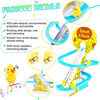 Duck Track Racing Toys for Kids | Little Lovely Duck Slide Climbing Toys for Kids, Small Ducks Stair Escalator Toy with Lights and Music - 3 Duck Included
