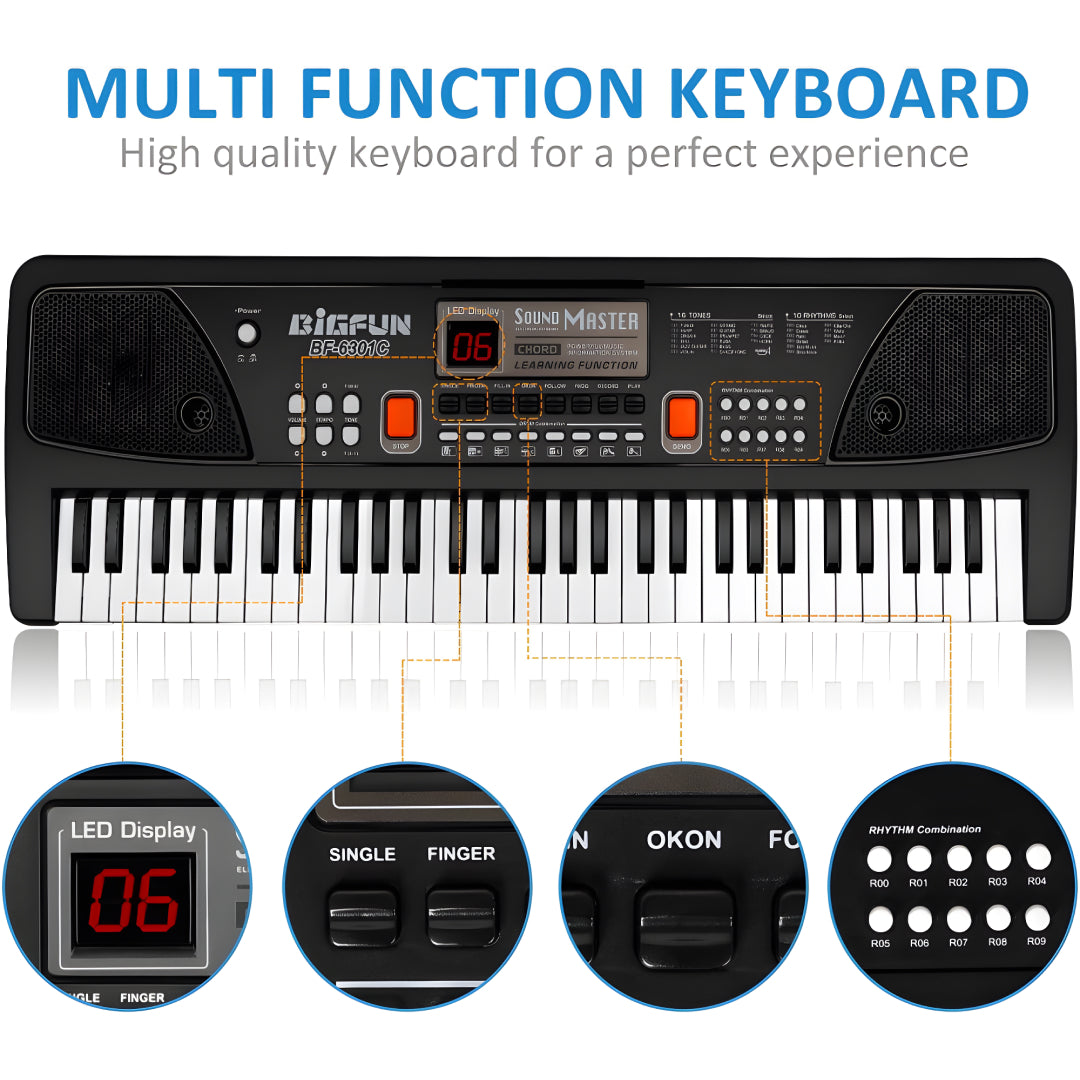 Piano Keyboard Recording Microphone with wire, Electronics Piano Keyboard Multi-Function Portable Piano Keyboard Musical Toy