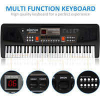 Piano Keyboard Recording Microphone with wire, Electronics Piano Keyboard Multi-Function Portable Piano Keyboard Musical Toy
