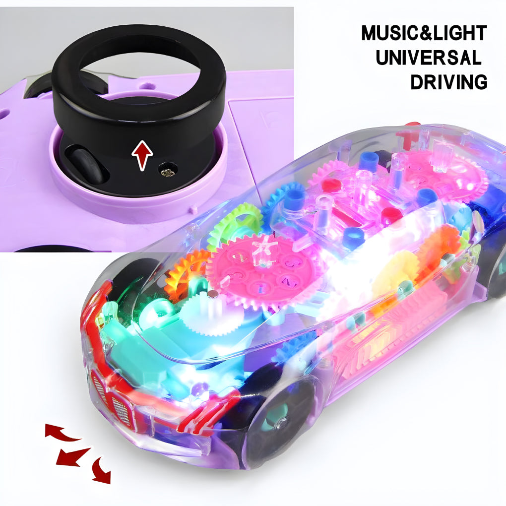 Transparent Concept Racing 3D Car with 360 Degree Rotation, Lights and Musical Sounds Effect, Bump N' Go Action Car Toy for Kids, Girls & Boys