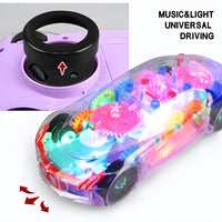 Transparent Concept Racing 3D Car with 360 Degree Rotation, Lights and Musical Sounds Effect, Bump N' Go Action Car Toy for Kids, Girls & Boys
