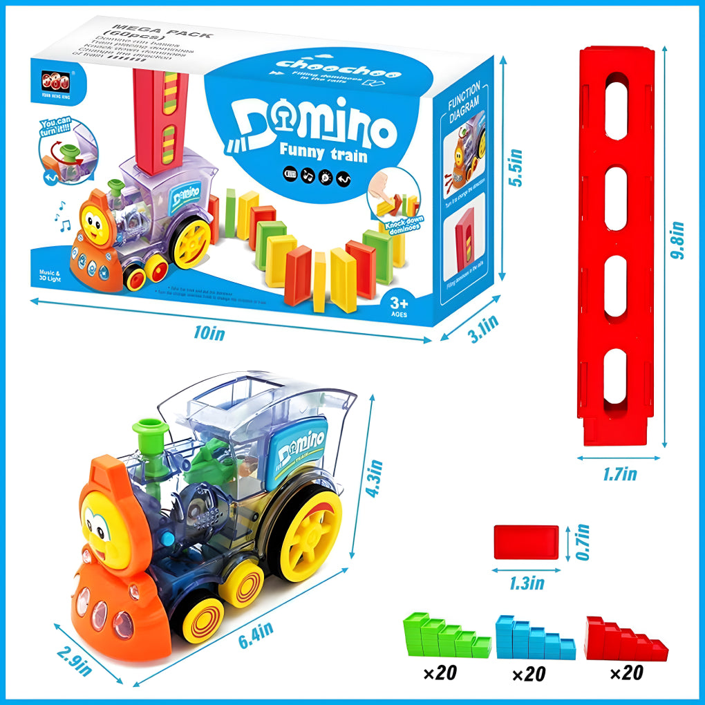 Domino Train Toy, Domino Blocks Set for Kids, Educational Game Play Set with Light & Sound Stacking Toys for Boys and Girls 3+ Years