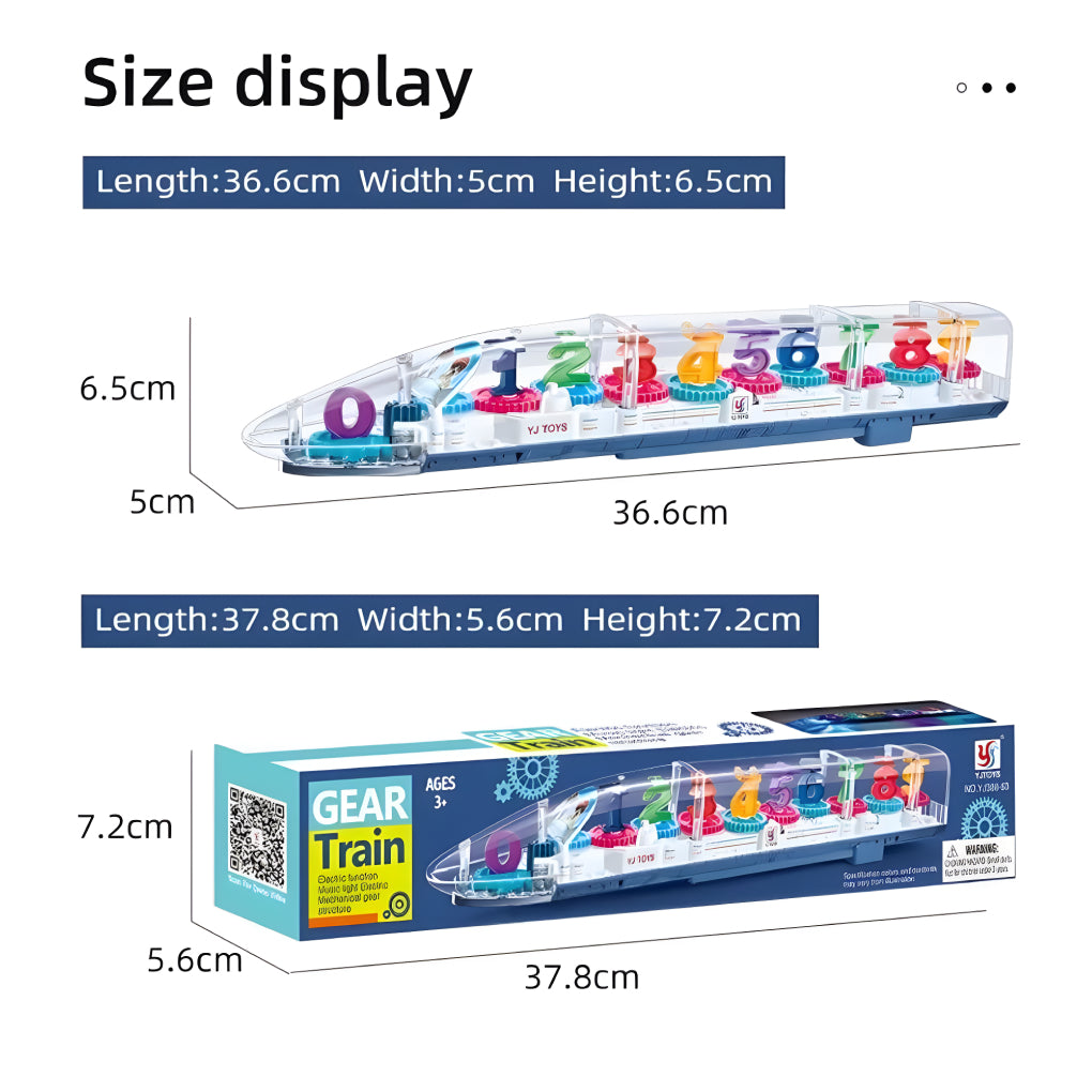 360° Rotation Transparent Gear Bullet Train for Kids, Colorful 3D Light and Musical Sound with Numeric Digit 1 to 9 Train Toy for Both Boy & Girls