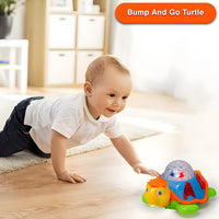 Musical Toy for Kids Turtle Bump and Go Dancing Toy Animal Figure with 3D Flashing Light & Sound Tortoise Toy for Babies in Multicolor
