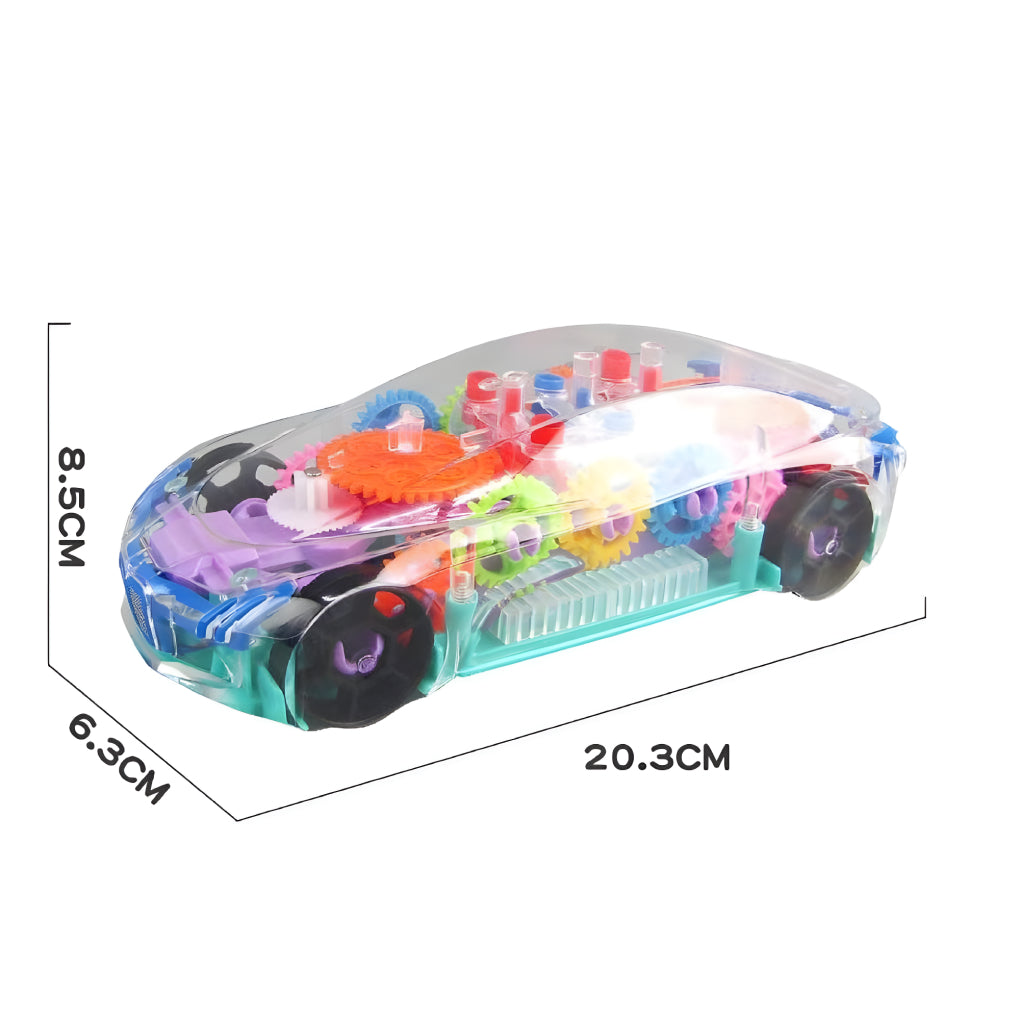 Transparent Concept Racing 3D Car with 360 Degree Rotation, Lights and Musical Sounds Effect, Bump N' Go Action Car Toy for Kids, Girls & Boys