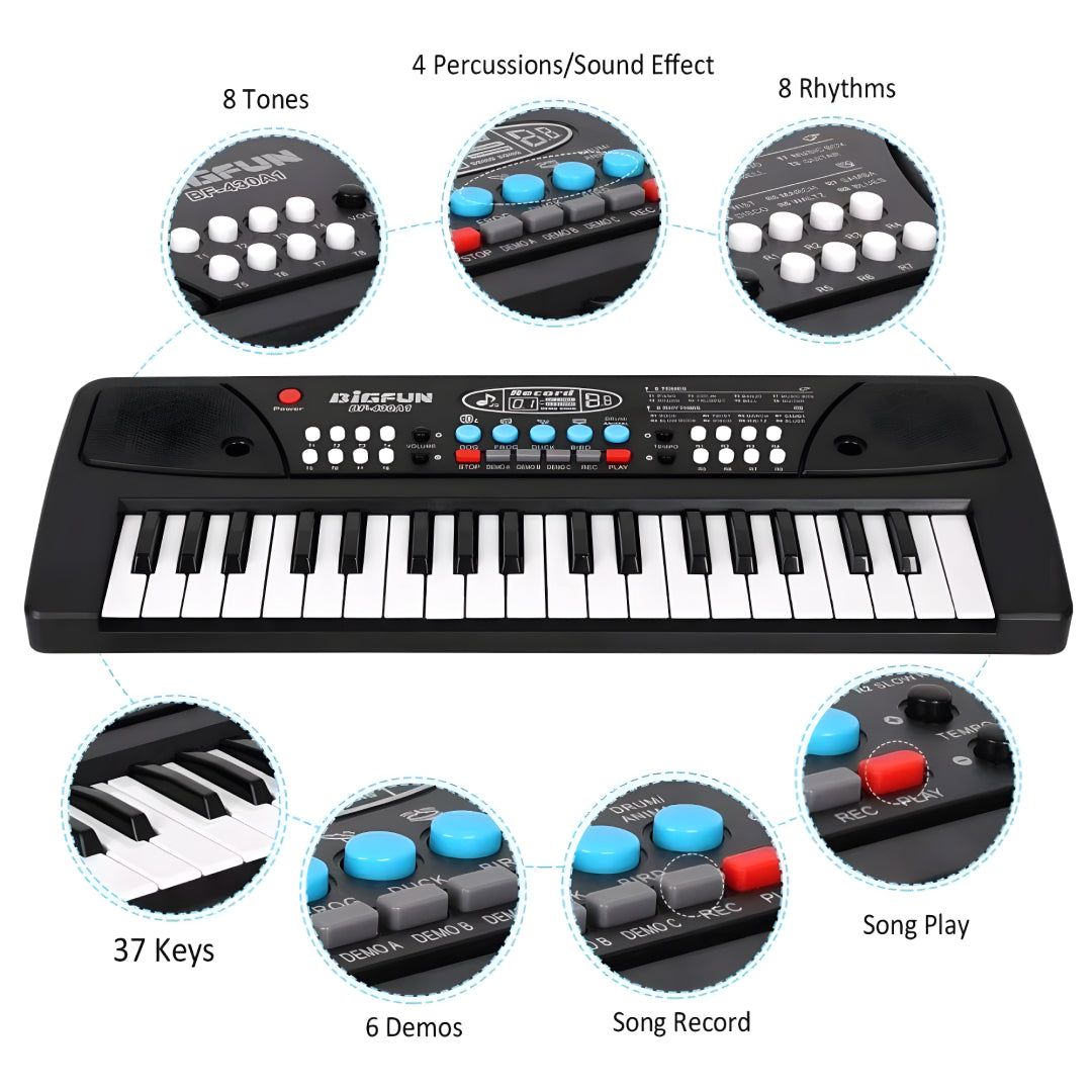 Piano Keyboard Recording Microphone with wire, Electronics Piano Keyboard Multi-Function Portable Piano Keyboard Musical Toy