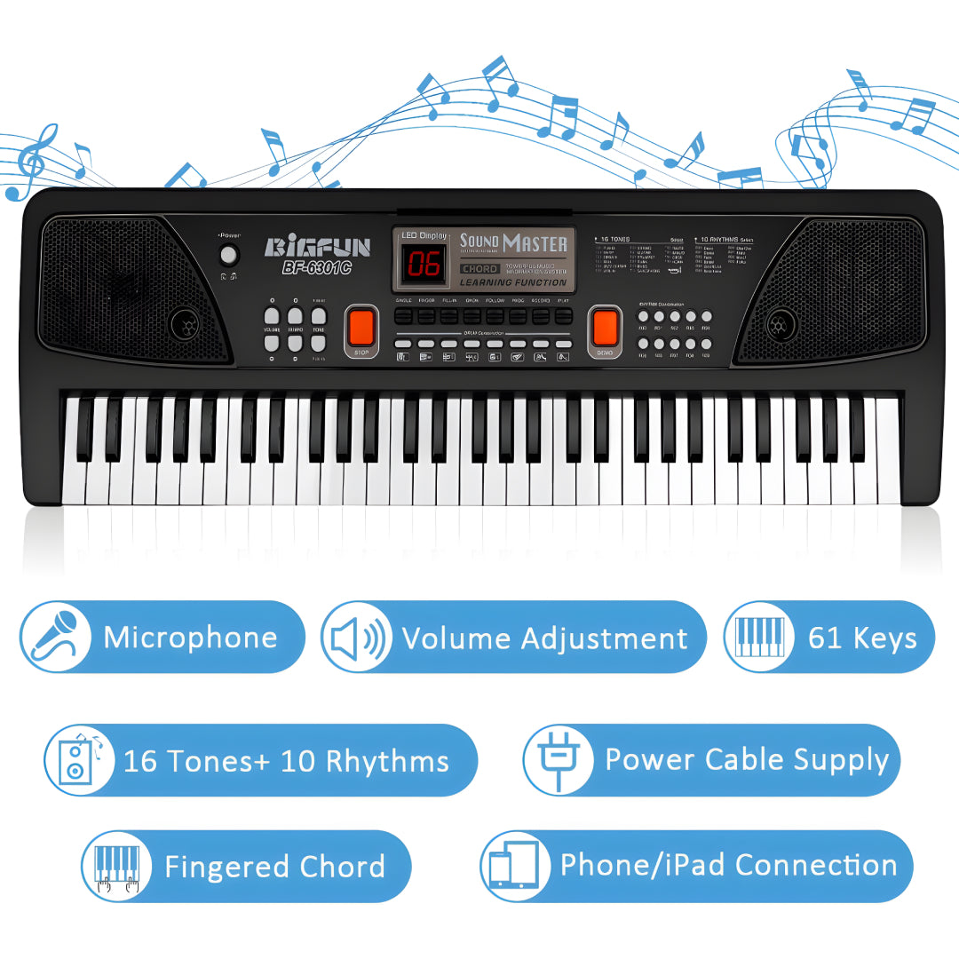 Piano Keyboard Recording Microphone with wire, Electronics Piano Keyboard Multi-Function Portable Piano Keyboard Musical Toy