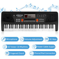 Piano Keyboard Recording Microphone with wire, Electronics Piano Keyboard Multi-Function Portable Piano Keyboard Musical Toy
