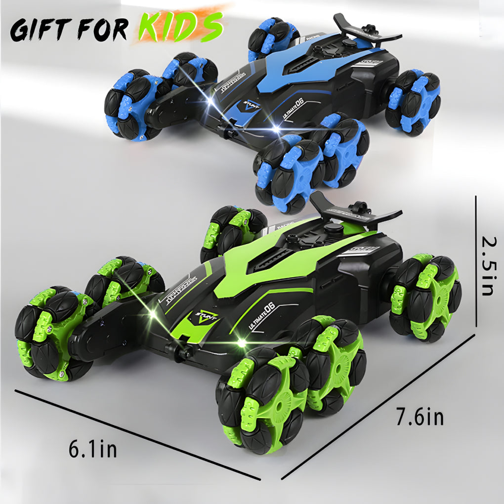 Remote Control Stunt Car Sport Racing Vehicle with LED Light, Battery and Drift 360° Double Sided Rotation Twisting Tires Laser Spinning Car