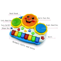 Drum Keyboard Musical Piano with Flashing Lights Animal Sounds and Songs Battery Operated Toys for Kids
