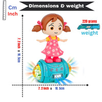 360 Degree Rotating Musical Dancing Girl Doll for Baby & Toddler, 5D Flashing Lights and Bump-n-Go Doll Toy, Activity Play Center Toy Girls
