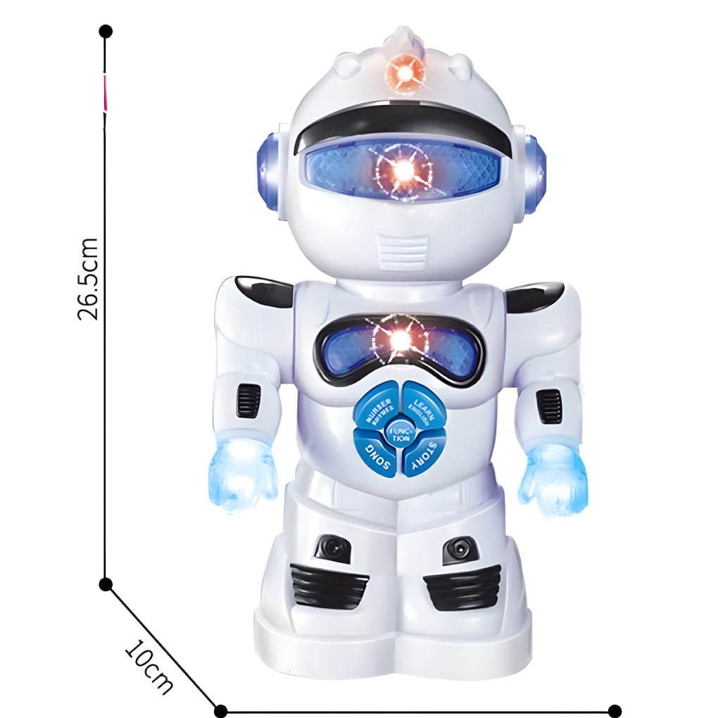 Learning Naughty Dancing Robot Toy for Kids, with Vehicle, Lights & 3D Flashing Music | Intelligent Educational Machine | Battery Operated 360 Degree Smart Robo for Up to 3-4 Years