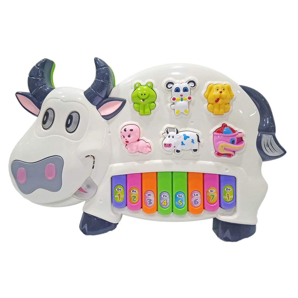 Musical Piano for Kids with Flashing Lights - Cow Piano Toys with 3 Modes Animal Sounds, Musical Toys for 3+ Years Old Kids, Early Development Musical Toy