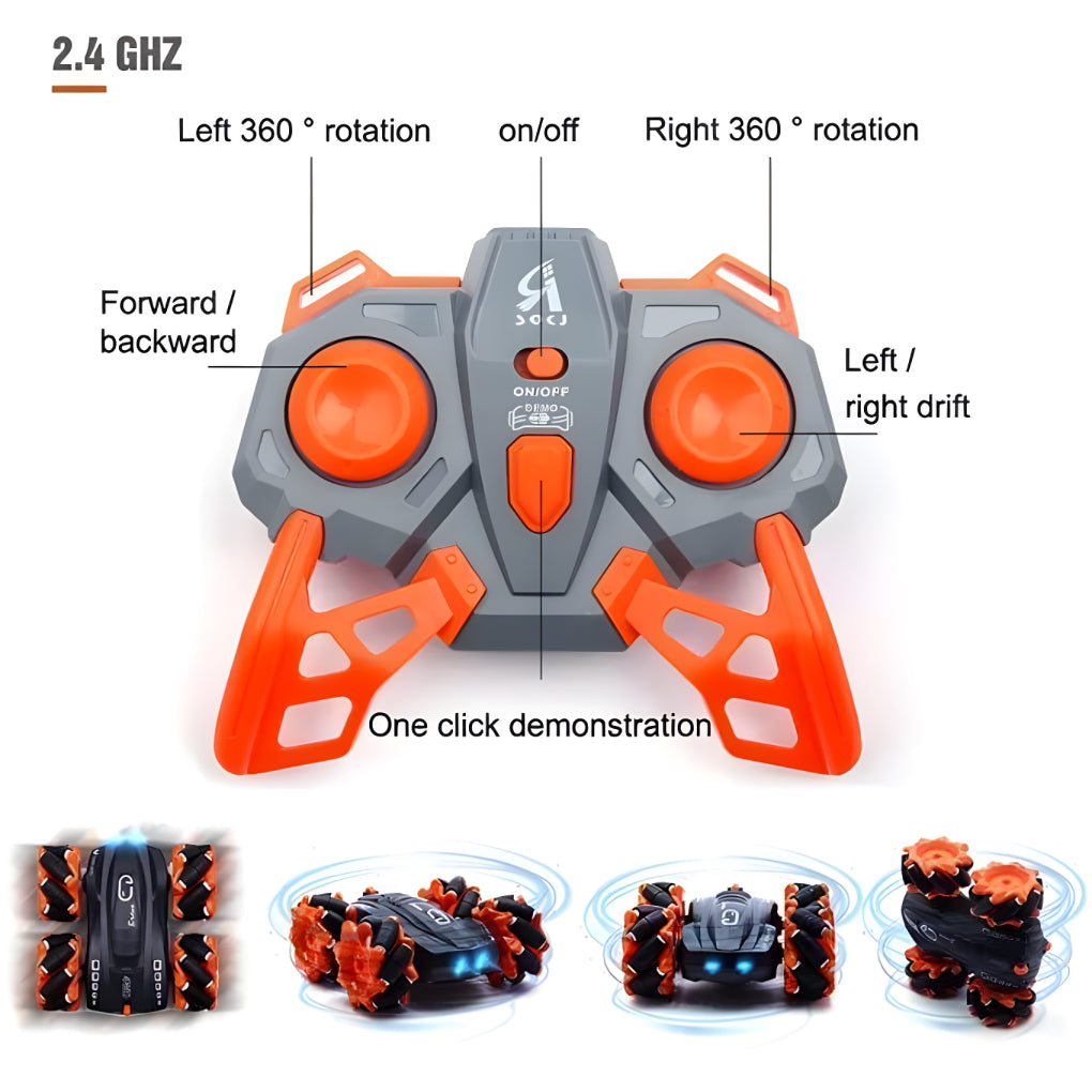 Remote Control Car 2.4Ghz Drift Stunt Car High Speed Climbing Double Sided 360 Degree Rotating Led Headlight Stunt Car 4Wd Rock Crawler Drift Cars Toy For Kids