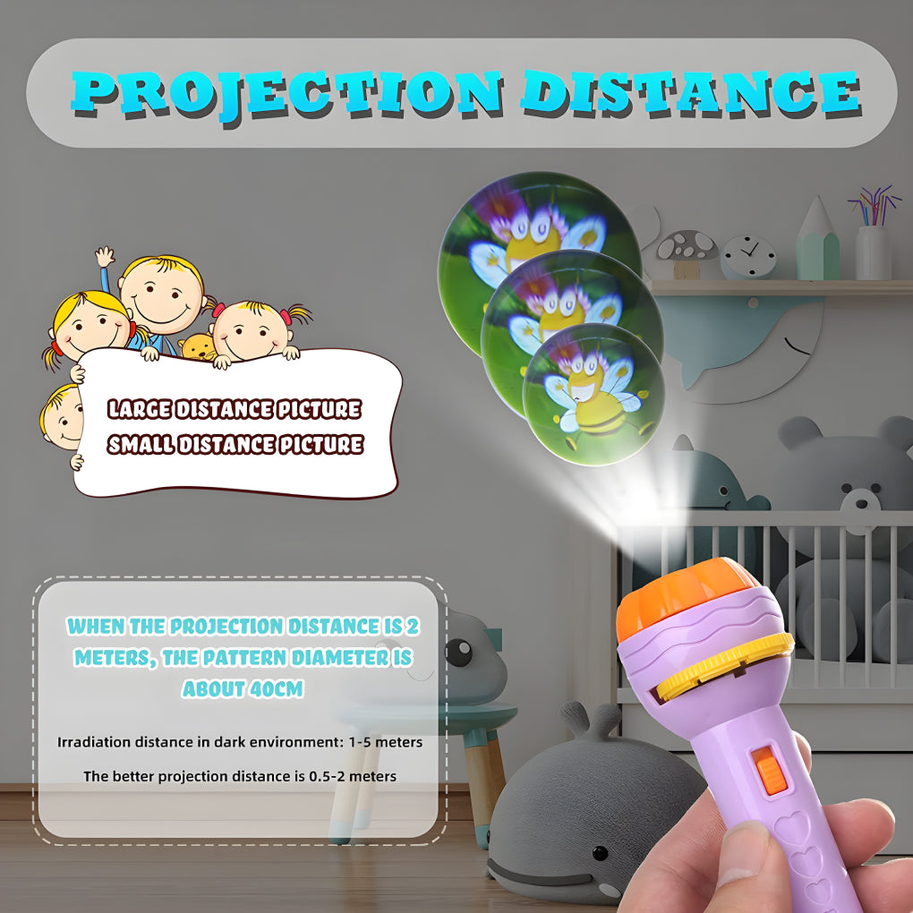 80 Patterns - 10 Slides Education Light Projector Torch for Kids, Animals, Fruits & Vegetables Sleep time Stories for Kids, Toddler, Light Toy Slide Flashlight Mini Projector