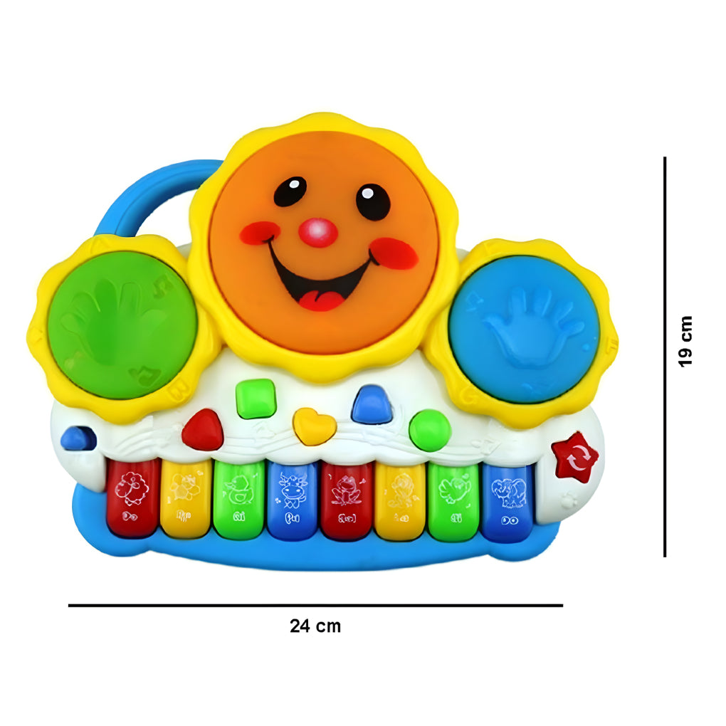 Drum Keyboard Musical Piano with Flashing Lights Animal Sounds and Songs Battery Operated Toys for Kids