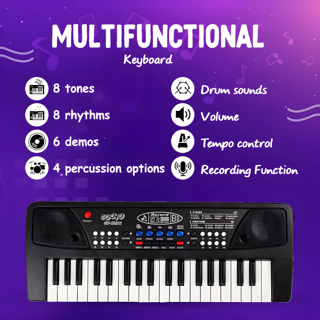 Piano Keyboard Recording Microphone with wire, Electronics Piano Keyboard Multi-Function Portable Piano Keyboard Musical Toy