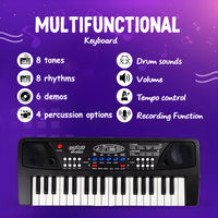 Piano Keyboard Recording Microphone with wire, Electronics Piano Keyboard Multi-Function Portable Piano Keyboard Musical Toy
