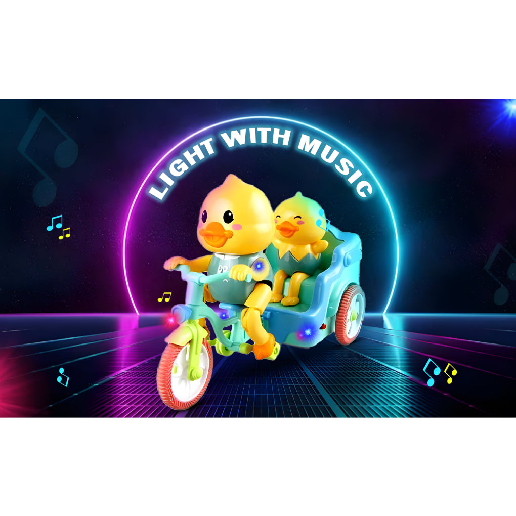 Funny Duck Auto Rickshaw Tricycle Toy with Light & Music Toy for Kids