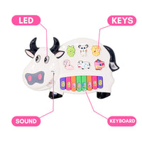 Musical Piano for Kids with Flashing Lights - Cow Piano Toys with 3 Modes Animal Sounds, Musical Toys for 3+ Years Old Kids, Early Development Musical Toy
