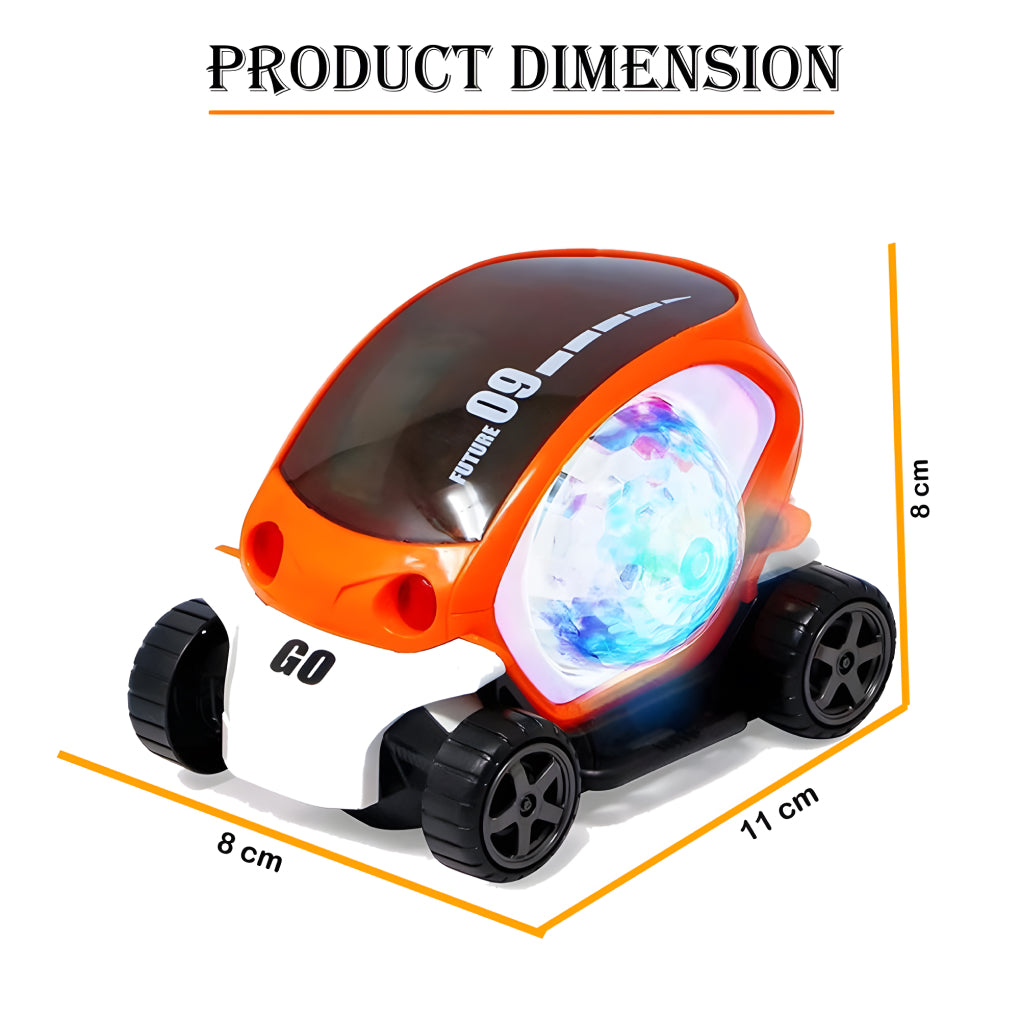 09 Future Stunt Car Toy with Music & 4D Vibrant Light Effects,360° Rotating Bump & Go Action Car Toy for Kids