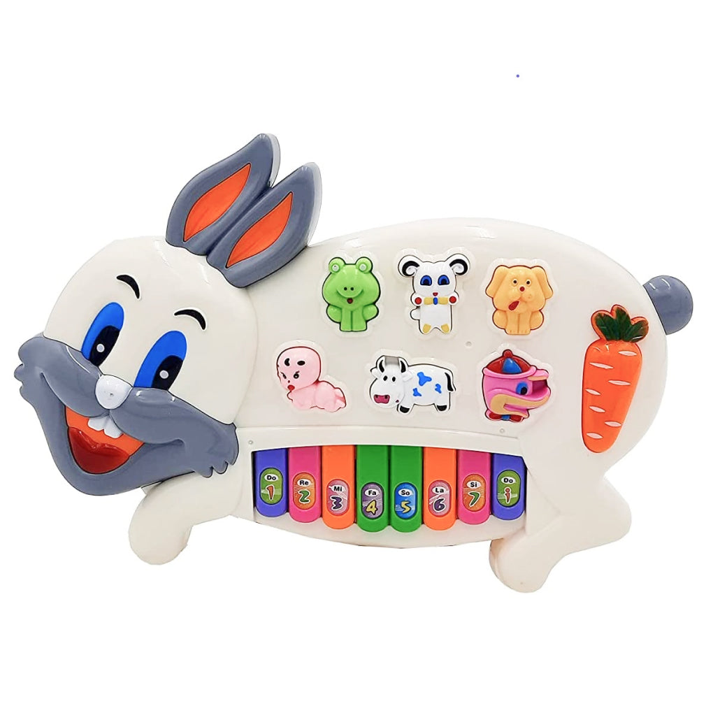 Musical Piano for Kids with Flashing Lights - Rabbit Piano Toys with 3 Modes Animal Sounds, Musical Toys for 3+ Years Old Kids, Early Development Musical Toy