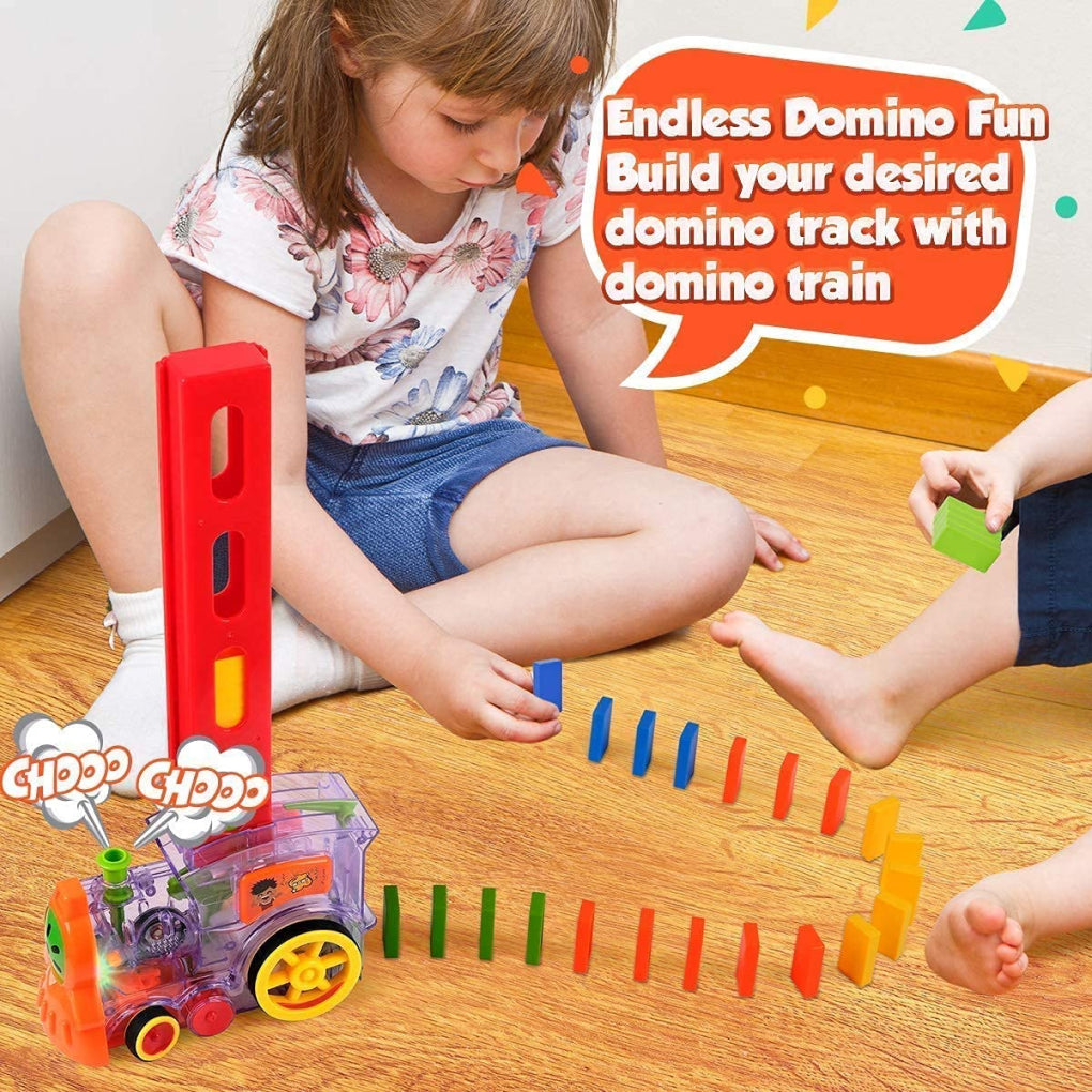 Domino Train Toy, Domino Blocks Set for Kids, Educational Game Play Set with Light & Sound Stacking Toys for Boys and Girls 3+ Years