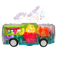 Musical Bus Transparent Concept 3D Light Bus Toy with 360 Degree Rotation, Bump & Go Gear Transparent Bus Toy with Light & Sound Effects Toys for Kids, Boys & Girls
