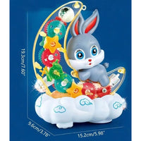 360 Degree Rotating Transparent Gear Moon Rabbit Toy - Concept Moon Rabbit with 3D Flashing LED Lights and Music, Durable Flashing Moon Rabbit Toy for Kids
