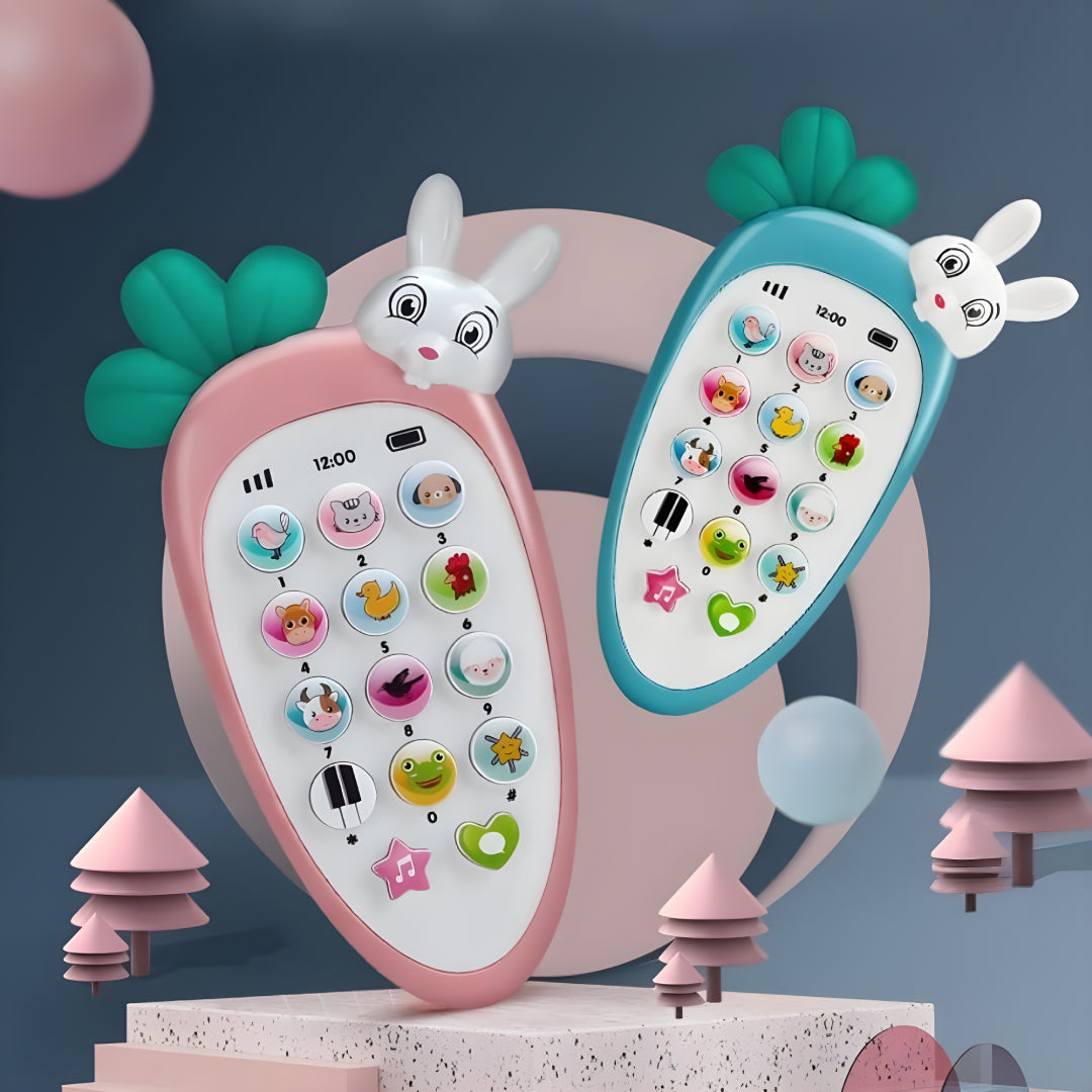 Mobile Phone Toys for Kids Smart Phone Cordless Feature Rabbit Mobile Musical Sound Toys with Smart Light Battery Operated Birthday Gifts for Kids Girls Boys