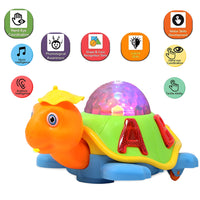 Musical Toy for Kids Turtle Bump and Go Dancing Toy Animal Figure with 3D Flashing Light & Sound Tortoise Toy for Babies in Multicolor
