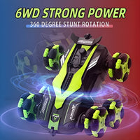 Remote Control Stunt Car Sport Racing Vehicle with LED Light, Battery and Drift 360° Double Sided Rotation Twisting Tires Laser Spinning Car
